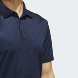 ADIDAS MEN'S CORE ALLOVER PRINT GOLF POLO SHIRT - Collegiate Navy / Black