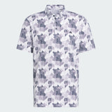 ADIDAS MEN'S GO-TO PRINTED GOLF POLO SHIRT - WHITE/COLLEGIATE NAVY
