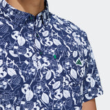 ADIDAS PLAY GREEN GRAPHIC GOLF SHIRT - NAVY/WHITE