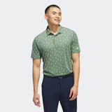ADIDAS MEN'S ULTIMATE365 PRINTED MESH GOLF POLO SHIRT - SILVER GREEN