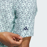ADIDAS MENS ULTIMATE365 MICRO ARGYLE GOLF POLO SHIRT - SEMIFLASH AQUA/COLLEGIATE NAVY
