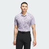 ADIDAS MENS ULTIMATE365 TEXTURED PRINT GOLF POLO SHIRT- CLEAR PINK/ BLACK
