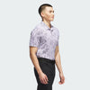 ADIDAS MENS ULTIMATE365 TEXTURED PRINT GOLF POLO SHIRT- CLEAR PINK/ BLACK