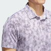 ADIDAS MENS ULTIMATE365 TEXTURED PRINT GOLF POLO SHIRT- CLEAR PINK/ BLACK