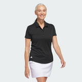 ADIDAS WOMENS PERFORMANCE SOLID SHORT SLEEVE POLO - BLACK