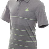 ADIDAS MEN'S UTIMATE365 HEATHER STRIPE GOLF SHIRT - Grey Five/Hi-Res Yellow