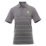ADIDAS MEN'S UTIMATE365 HEATHER STRIPE GOLF SHIRT - Grey Five/Hi-Res Yellow
