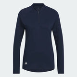 ADIDAS WOMEN'S QUARTER-ZIP LONG SLEEVE GOLF POLO SHIRT - Collegiate Navy