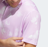 ADIDAS MEN'S SPLATTER-PRINT GOLF POLO SHIRT - BLISS LILAC / WHITE