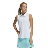 ADIDAS WOMEN'S SLEEVELESS GOLF POLO - White & Acid Mint Print