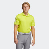 ADIDAS MEN'S 3-STRIPE BASIC GOLF POLO SHIRT - ACID YELLOW / GREY TWO