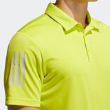 ADIDAS MEN'S 3-STRIPE BASIC GOLF POLO SHIRT - ACID YELLOW / GREY TWO
