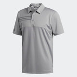 ADIDAS MEN'S 3-STRIPES HEATHER BLOCKED GOLF POLO SHIRT - Grey Heathered
