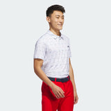 ADIDAS MEN'S STRIPE ZIP GOLF POLO SHIRT - White / Collegiate Navy