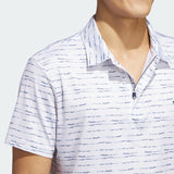 ADIDAS MEN'S STRIPE ZIP GOLF POLO SHIRT - White / Collegiate Navy