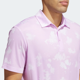 ADIDAS MEN'S SPLATTER-PRINT GOLF POLO SHIRT - BLISS LILAC / WHITE