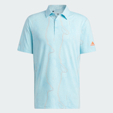 ADIDAS MEN'S COURSE MAP GOLF POLO SHIRT - Bliss Blue Mel / Pulse Blue / Semi Impact Orange