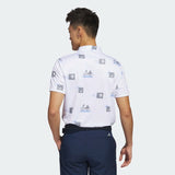 ADIDAS MEN'S ALLOVER-PRINT GOLF POLO SHIRT - White / Blue Fusion / Grey Three