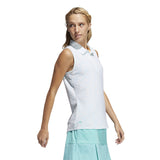ADIDAS WOMEN'S SLEEVELESS GOLF POLO - White & Acid Mint Print