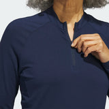 ADIDAS WOMEN'S QUARTER-ZIP LONG SLEEVE GOLF POLO SHIRT - Collegiate Navy