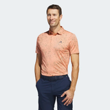 ADIDAS MEN'S JACQUARD GOLF POLO SHIRT - Coral Fusion / Olive Strata / Grey Three