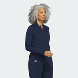 ADIDAS WOMEN'S QUARTER-ZIP LONG SLEEVE GOLF POLO SHIRT - Collegiate Navy