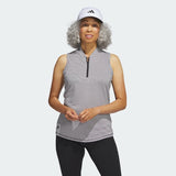 ADIDAS WOMEN'S TWO-COLOR OTTOMAN SLEEVELESS GOLF POLO SHIRT - Black / White