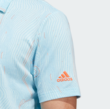 ADIDAS MEN'S COURSE MAP GOLF POLO SHIRT - Bliss Blue Mel / Pulse Blue / Semi Impact Orange