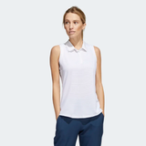 ADIDAS WOMEN'S OTMAN STRIPES SLEEVELESS GOLF POLO SHIRT - WHITE