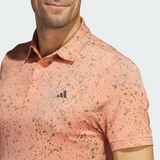 ADIDAS MEN'S JACQUARD GOLF POLO SHIRT - Coral Fusion / Olive Strata / Grey Three
