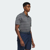 ADIDAS MEN'S TWO-COLOR STRIPED GOLF POLO SHIRT - Black / Grey Four