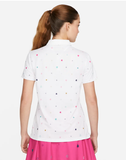 NIKE WOMEN'S DRI-FIT VICTORY PRINTED GOLF POLO SHIRT - WHITE