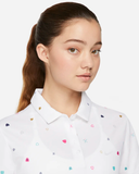 NIKE WOMEN'S DRI-FIT VICTORY PRINTED GOLF POLO SHIRT - WHITE