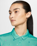 NIKE WOMEN'S DRI-FIT VICTORY PRINTED GOLF POLO SHIRT - WASHED TEAL