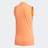 ADIDAS WOMEN'S ENGINEERED STRIPE SLEEVELESS GOLF POLO SHIRT - AMBER TINT