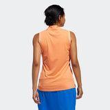 ADIDAS WOMEN'S ENGINEERED STRIPE SLEEVELESS GOLF POLO SHIRT - AMBER TINT