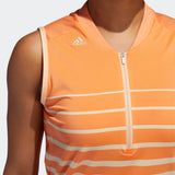 ADIDAS WOMEN'S ENGINEERED STRIPE SLEEVELESS GOLF POLO SHIRT - AMBER TINT