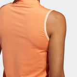 ADIDAS WOMEN'S ENGINEERED STRIPE SLEEVELESS GOLF POLO SHIRT - AMBER TINT