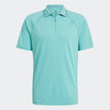 ADIDAS MEN'S EQUIPMENT ZIP PIQUÉ GOLF POLO SHIRT - ACID MINT