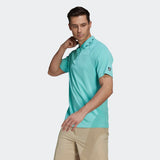 ADIDAS MEN'S EQUIPMENT ZIP PIQUÉ GOLF POLO SHIRT - ACID MINT