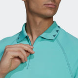 ADIDAS MEN'S EQUIPMENT ZIP PIQUÉ GOLF POLO SHIRT - ACID MINT