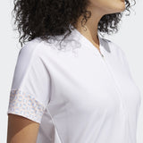 ADIDAS WOMEN'S ULTIMATE365 PRINTED GOLF POLO SHIRT - WHITE