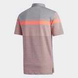 ADIDAS MEN'S ULTIMATE365 ENGINEERED HEATHERED GOLF POLO SHIRT - FLASH RED / REAL CORAL / GREY THREE MEL