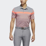 ADIDAS MEN'S ULTIMATE365 ENGINEERED HEATHERED GOLF POLO SHIRT - FLASH RED / REAL CORAL / GREY THREE MEL