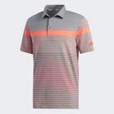 ADIDAS MEN'S ULTIMATE365 ENGINEERED HEATHERED GOLF POLO SHIRT - FLASH RED / REAL CORAL / GREY THREE MEL