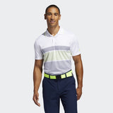 ADIDAS MEN'S KEY SPORT GOLF POLO SHIRT - WHITE/CONAVY/SYELLO