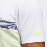 ADIDAS MEN'S KEY SPORT GOLF POLO SHIRT - WHITE/CONAVY/SYELLO