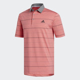 ADIDAS MEN'S ULTIMATE365 HEATHERED STRIPE GOLF POLO SHIRT - REALCO/GRETHR/BLACK