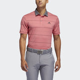ADIDAS MEN'S ULTIMATE365 HEATHERED STRIPE GOLF POLO SHIRT - REALCO/GRETHR/BLACK