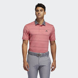 ADIDAS MEN'S ULTIMATE365 HEATHERED STRIPE GOLF POLO SHIRT - REALCO/GRETHR/BLACK